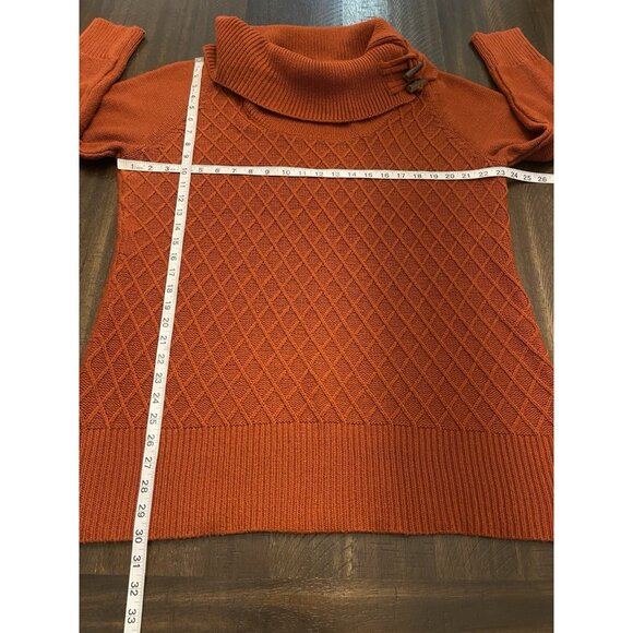 Fenn Wright Manson Rust Orange Cable Knit Tunic Sweater Toggle Cowl Neck Size 1X - Picture 5 of 11